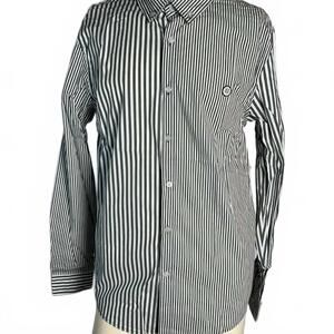 NEW CHAMPLAIN men’s long sleeve stripe button-down shirt in green/white